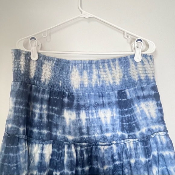 Lauren Ralph Lauren blue boho tie dye hippie layered tiered midi skirt Medium - Picture 6 of 8